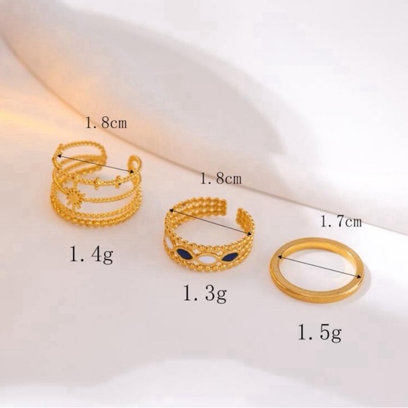 Sold✨ Gold Tone Stainless Steel Cuff Rings (Set of 3) - Picture 3 of 3